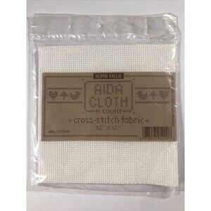 Super Value AIDA Cloth Counted Cross Stitch Fabric 11count Ivory 12"x12"